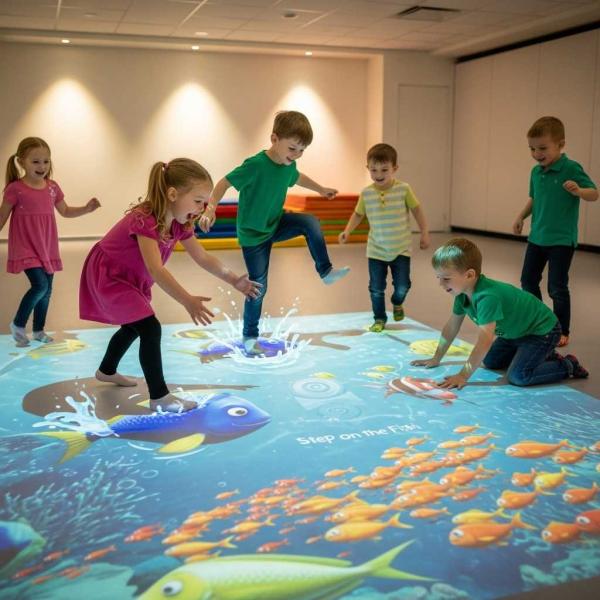 Interactive Floor Projection Game: Step on Fish Fun