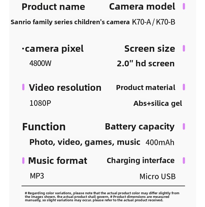Instant Print Camera for Kids 1080P with Filter MicroSD Plastic Cute Cover Gift for Girls & Boys Age 3-12