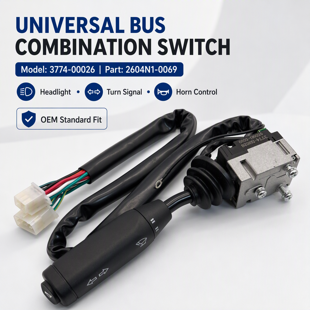 Universal Bus Combination Switch 3774-00026 Multi Function Control Switch For Headlight High Low Beam Wiper And Horn