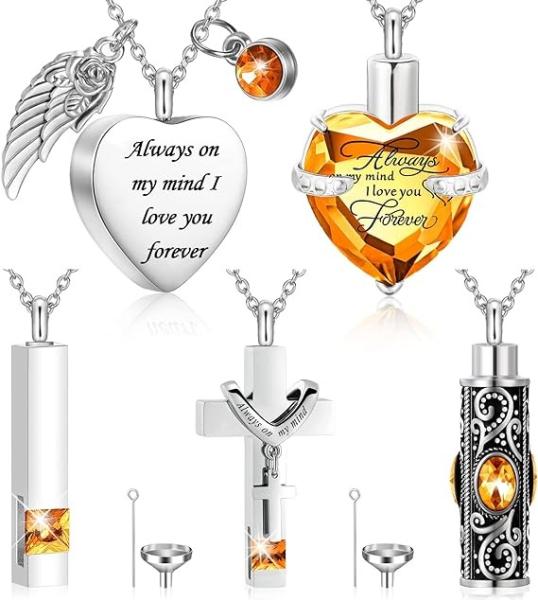 Urn Necklace For Ashes Keepsake Cremation Heart Cross Cubic Jewelry For Ashes Stainless Steel Memorial Locket Ashes