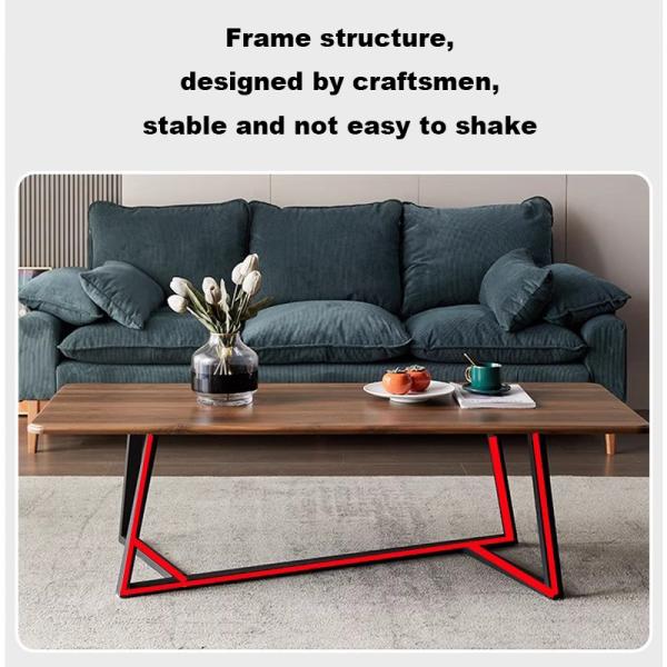 Living Room Apartment Wood Coffee Table with Metal Frame MANGO Wood Modern Style