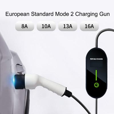 LED Display Portable EV Charging Station 16 Amp 32 Amp Evse Adjustable Current