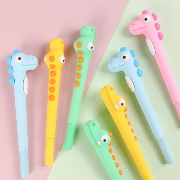 Unique Design Cartoon Crocodile Dinosaur Silicone Gel Pens for Kids