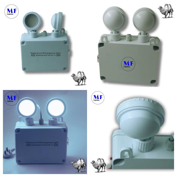 IP65 6000K Waterproof ABS Double Heads Emergency Light for Shoppingmall Airport Factory