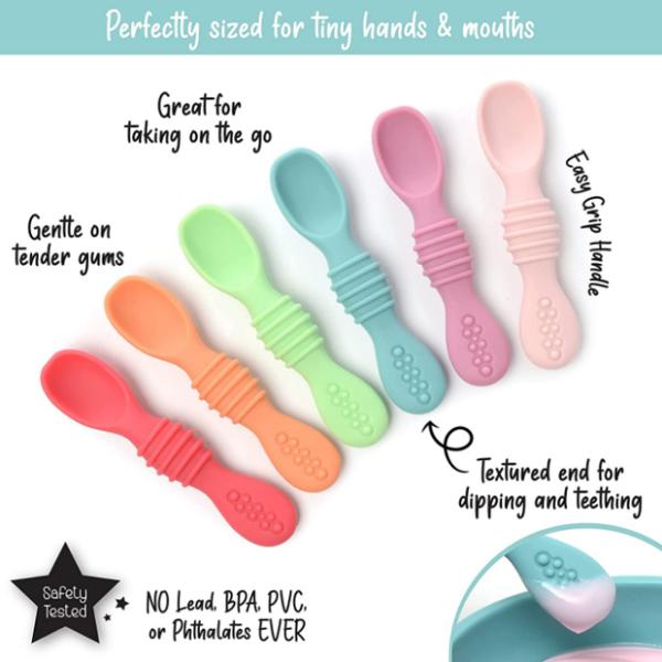 Silicone Rainbow Chew Spoon for Babies and Toddlers Dishwasher and Freezer Safe