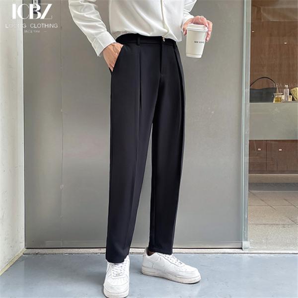 American Spring and Summer Trousers Men's Loose Waisted Retro Paris Button Trousers