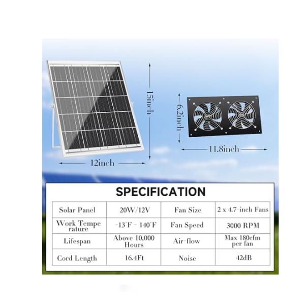 FTB20 Наружные солнечные панели Kit Powered выхлопный вентилятор для куриного купе IP65 водонепроницаемый