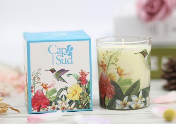Applique Design Home Scented Candles Glass Jar For Home Decoration