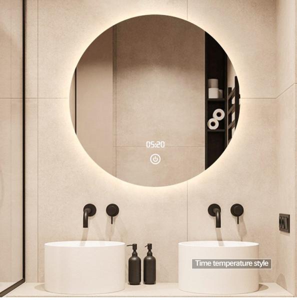 3200K Round Backlit LED Mirror Customized Smart Touch LED Mirror Silver
