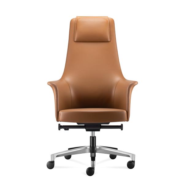Luxury Executive Office Leather Chairs With Wheels and Adjustable Height