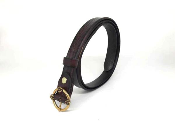 Vintage Pin Buckle 130cm Women Brown Leather Belts