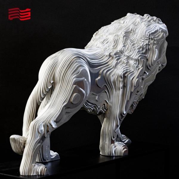 Custom Metal Animal Statues Art Decoration with Large Stainless Steel Lion Sculptures
