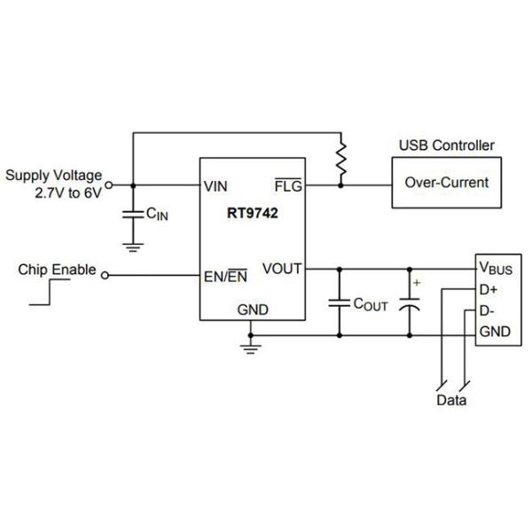 70mOhm Load Drivers IC RT9742FGJ5 High Side Power Switches With Flag TSOT-23-5