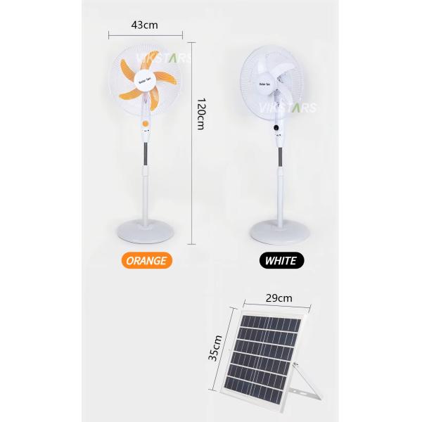 16 Inches Solar Standing Fan 15W Energy-saving Solar Powered Fan Rechargeable