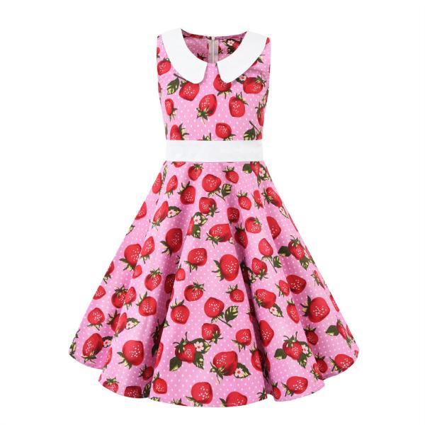 Girls Show Skirt Polka Dot Flower Doll Collar Retro Summer Children'S Clothing