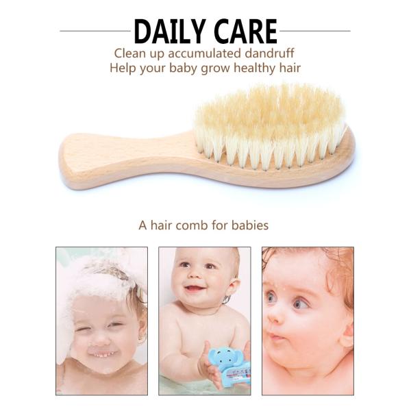 Естественная сверхмягкая детская щетка с кабаном, деревянная ручка, детская ванная щетка