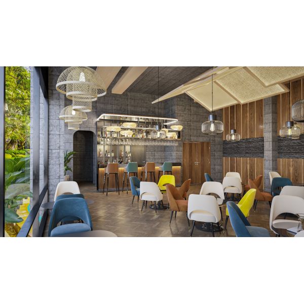 Fabricación de sillas de comedor de cuero de 560 mm para comedores de lujo