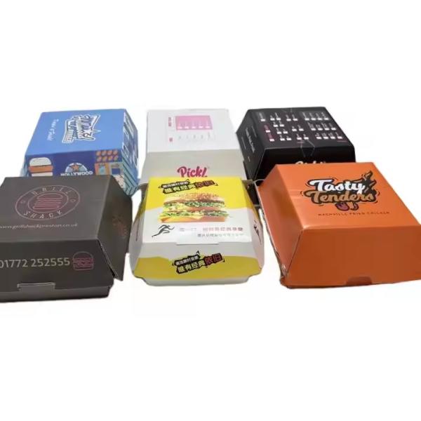 食品グレードのバーガー&ファストフード 持ち帰りボックスにロゴをカスタマイズ