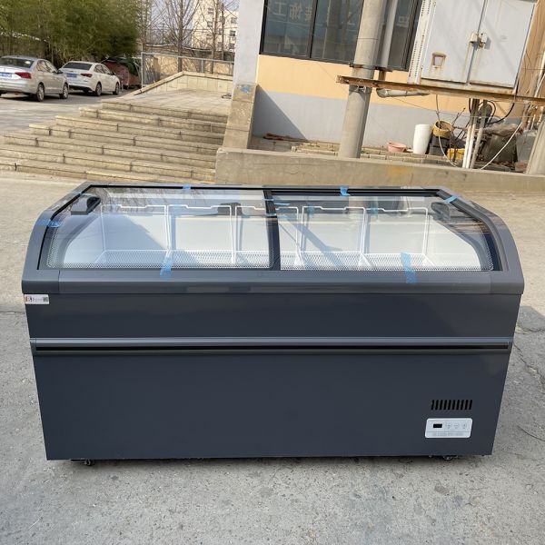 Energy Efficiency Glass Top Display Freezer Horizontal Island Refrigerator