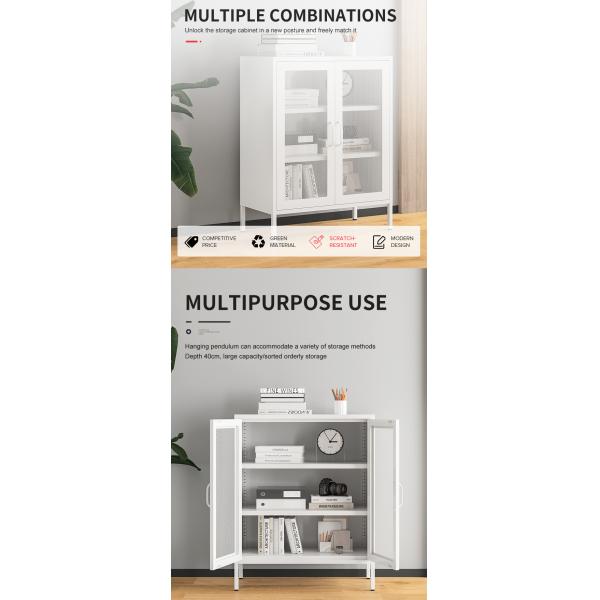 Bedroom Home Office Kitchen Glass Door Removable Shelves Metal Cabinet
