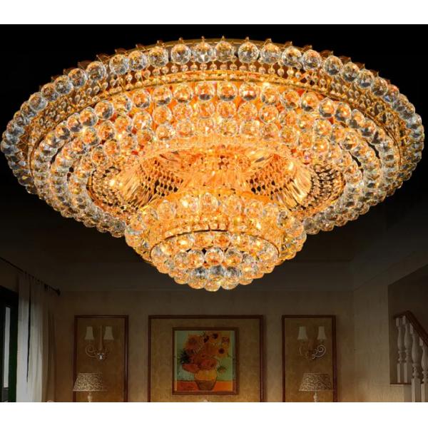 Luces de techo de cristal de oro para interiores de lujo moderno