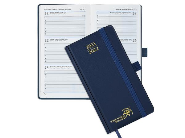 4,25 X 6,75 tampa do plutônio dos azuis marinhos de Weekly Calendar Planner do estudante