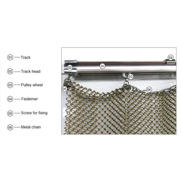 Aluminium Chain Link Metal Mesh Curtain Copper Color For Hotel Decoration