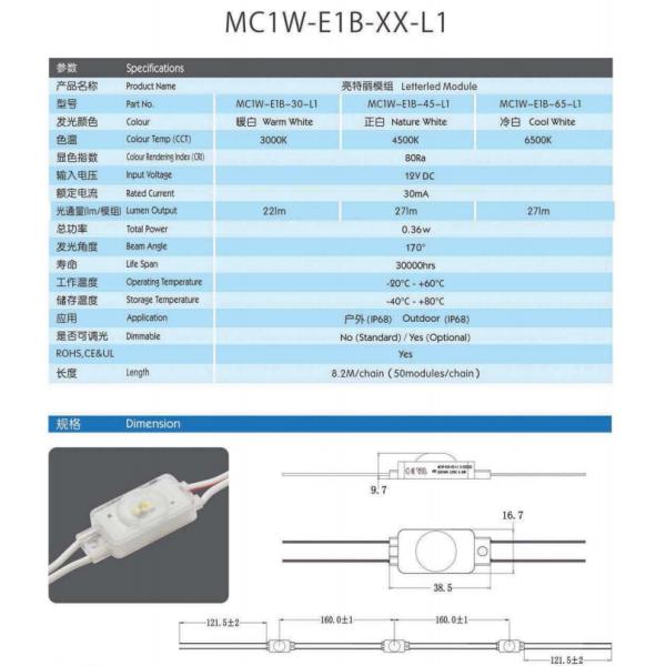 Цвет модулей СИД письма канала ДК 12 вольт белый угол пучка 170 градусов