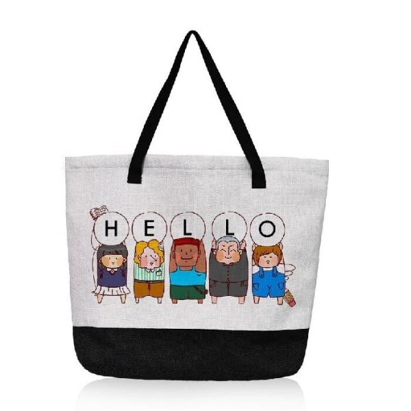 Large Capacity 380g Linen Sublimation Tote Bags Blanks Custom Print Logo Sublimation Shopping Handbags With Zipper