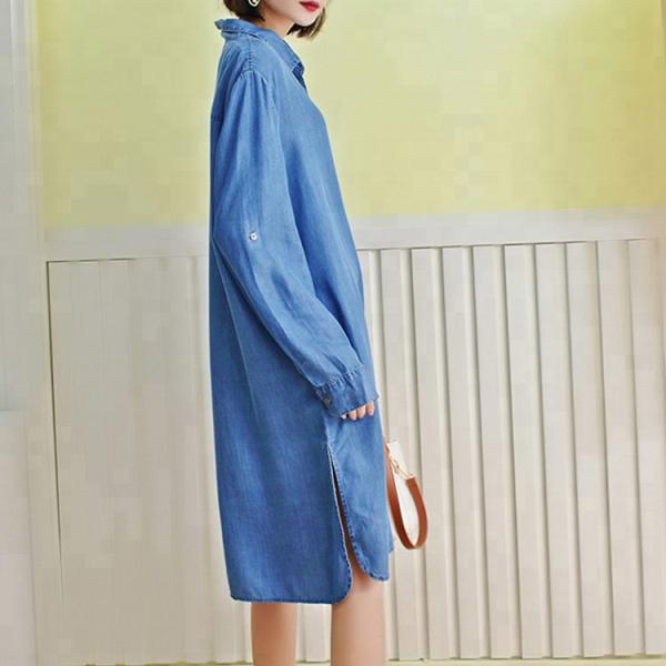 100% Lyocell Women'S Denim Blouses And Tops Casual Oversized Dress