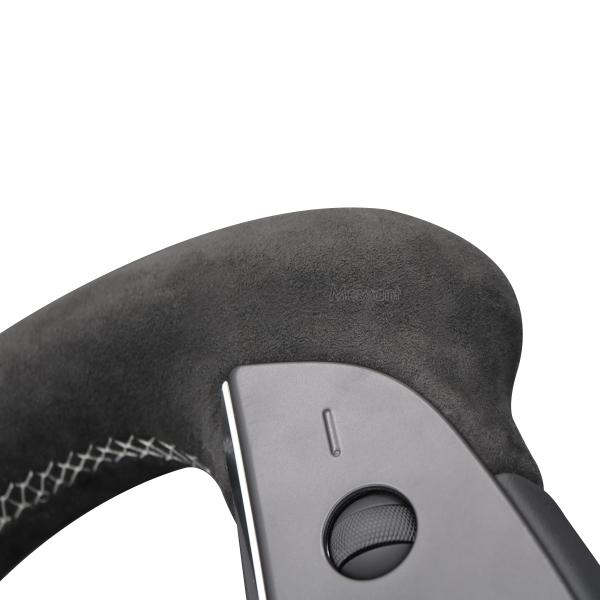 Customized Available Durable Soft Fluffy Black suede Hand Sewing Steering Wheel Cover Wrap for for Tesla Model S X 2022-2023