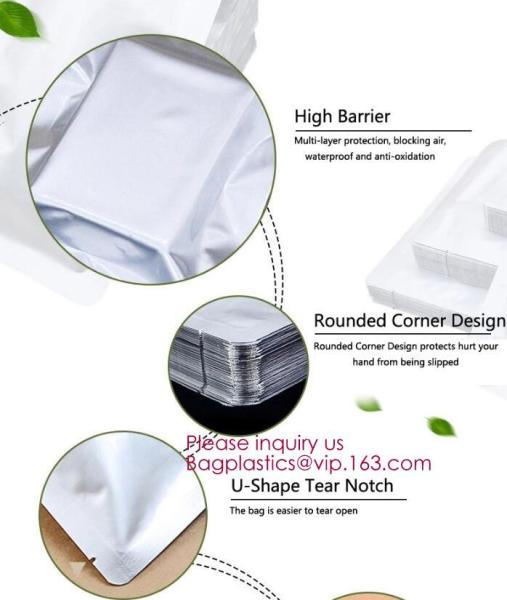 OEM Package Small Flat Silver Zip Lock Mylar Foil Square Bottom Food Bag, Biodegradable Aluminum Foil Pouch