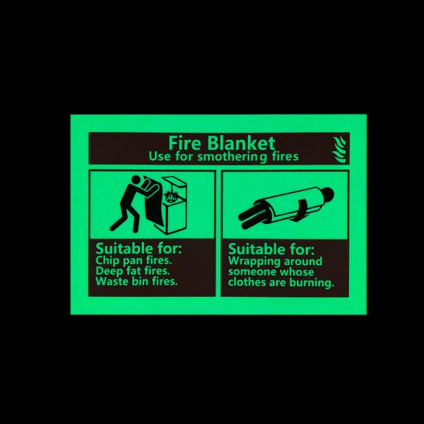 Photoluminescent Aluminum Fire Blanket Imo Symbol Sign Glow In The Dark