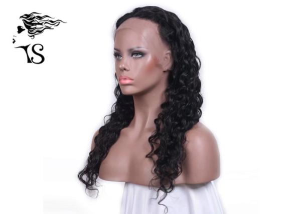 Black Indian Remy Full Lace Human Hair Wigs Deep Wave For African American