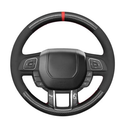 Car Accessories  Hand Stitch Carbon Fiber Suede Strip Steering Wheel Cover for Land Rover Range Rover Evoque  Coupe Convertible