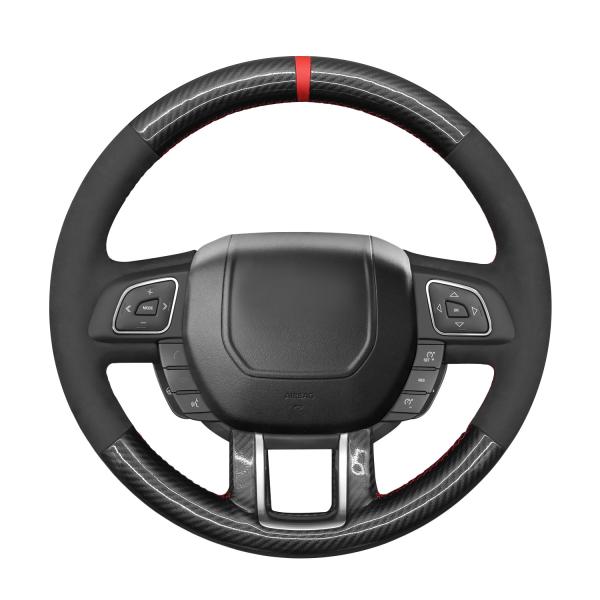 Car Accessories  Hand Stitch Carbon Fiber Suede Strip Steering Wheel Cover for Land Rover Range Rover Evoque  Coupe Convertible