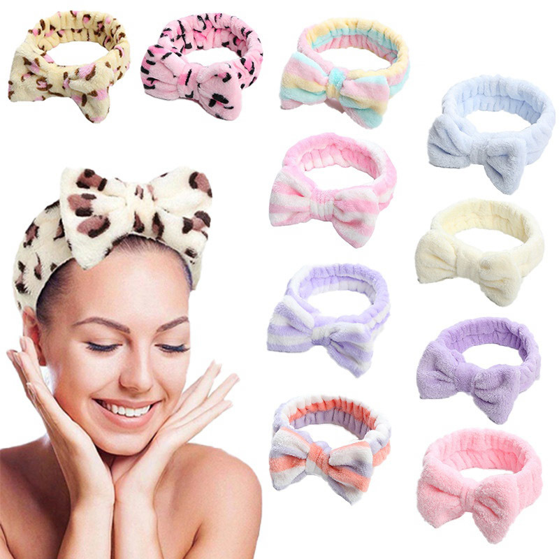 Print Cosmetics Bowknot Microfiber Hair Band For Girls Wrap & Hold Hair