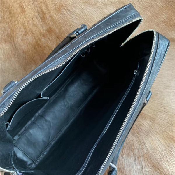Authentic Ostrich Skin Key Lock Closure Businessmen Large Briefcase Laptop Purse Genuine Leather Male Working Handbag