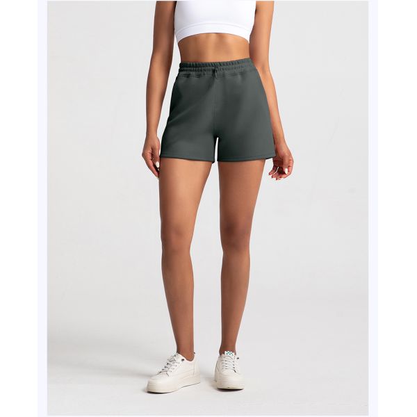 Creamy Soft Cotton Blend Women Sweat Shorts with Elastic Waist Side Pockets