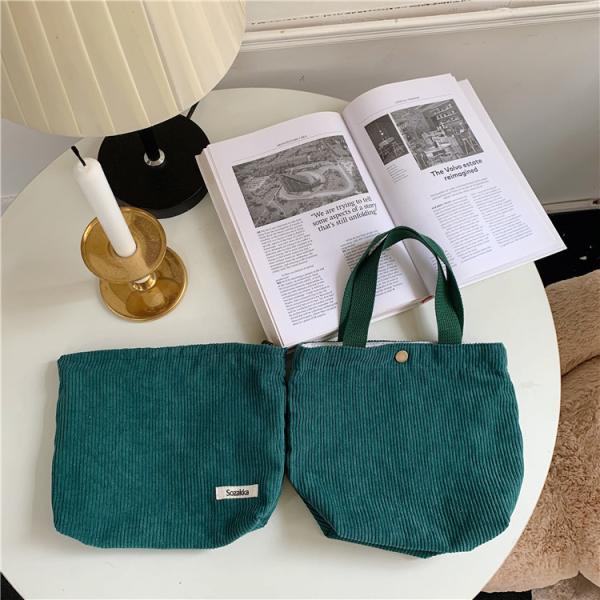 ARTSY CORDUROY BAG CASUAL PORTABLE MINI LADIES CLUTCH BAG VINTAGE CLOTH BAG BENTO BAG