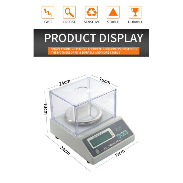 LCD Display High Precision 0.001g Jewelry Gold Gram Balance Scale Customizable Kitchen Scale Stainless Steel ABS Plastic