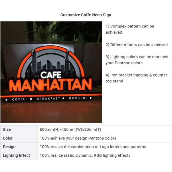 Satom Customize Coffe Drink Brand Indoor Neon Signs Light