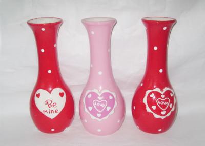 Dolomite Hand Painted Ceramic Vases , Decorative Ceramic Vases For Valentine Day