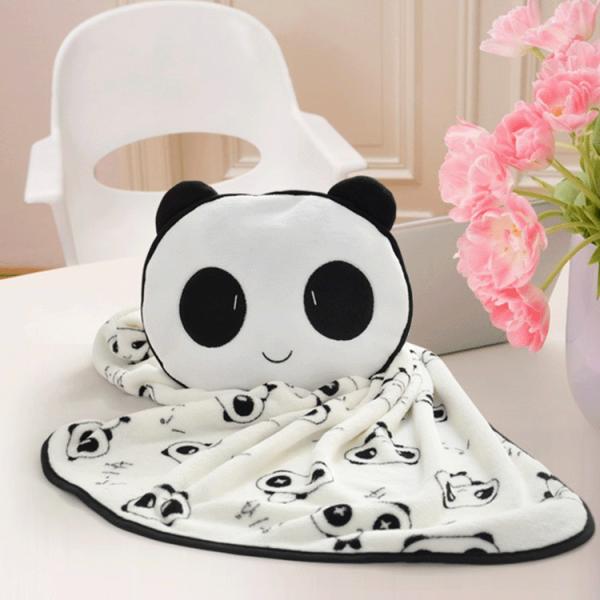 Panda Fleece Travel Blanket 2 In 1 Flannel Portable Pillow And Blanket
