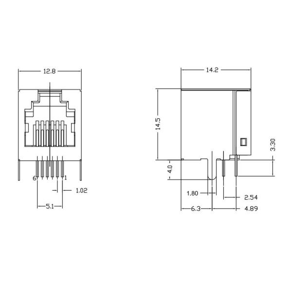 6P6C Shielded THT Single Port Rj45 Smd Connecto LPJE719DNL Thru - Hole R/A Mounting