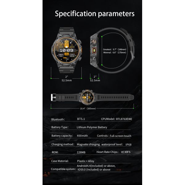 AK81 Smart Watch for Sports IP68 Waterproof 1.46