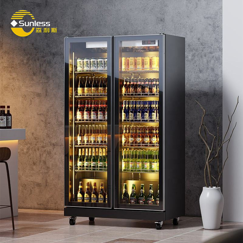 Fan Cooling Beer Display Refrigerator Customizable Commercial Wine Display Cooler 220V / 50Hz