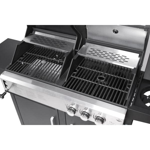 4 Burner Cooking Grill Gas and Charcoal Grill Trolley BBQ Smoker Combo for Outdoor