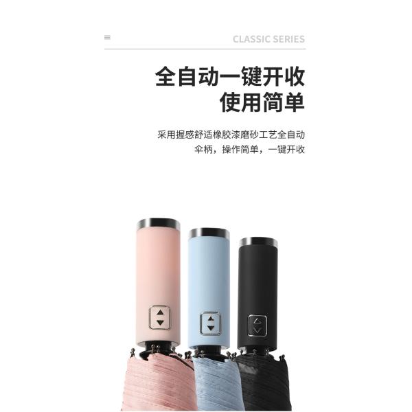 Personalized Logo Printed Auto Open 3 Fold Business Umbrella with Rubber Coated Handle