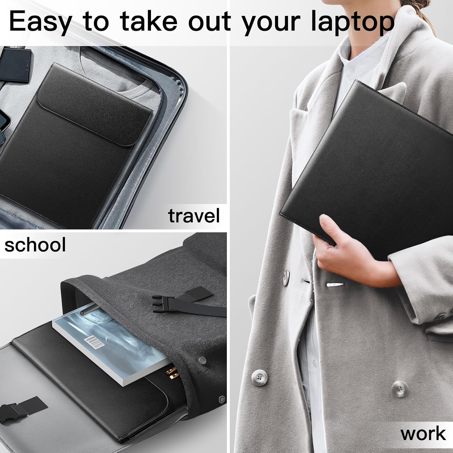 Wholesale 13 Inch Laptop Sleeve Large Faux Suede Neoprene PU Leather Case Durable Simple Style Small Accessory Case Wholesale OEM/ODM/Private Label